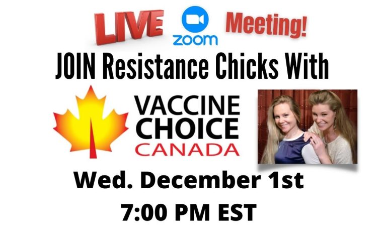 Join! LIVE ZOOM Call- Leah & Michelle on Vaccine Choice Canada
